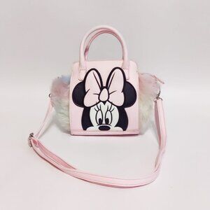 Disney Minnie Mouse Mini Bag – Pink Faux Fur – Crossbody or Handbag – Rare & Cut